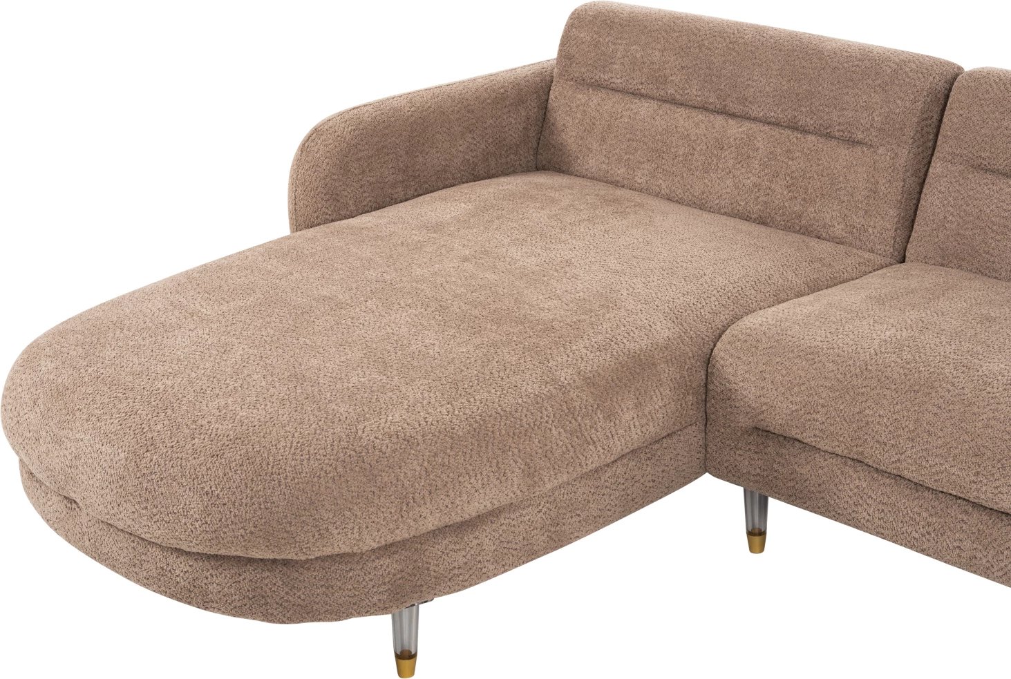 Divan qoshe i kthyeshëm FLYER FH6072.01, pëlhurë kafe, këmbë të larta metalike, 285x86-172x74H cm