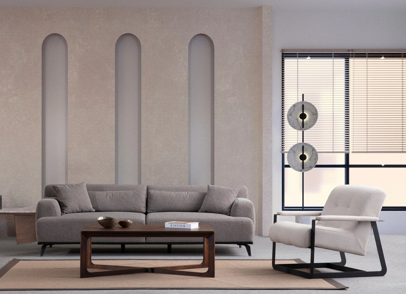 Kauç 3-ulëse Atelier del Sofa, Jaguar 3, ngjyrë kafe dhe gri