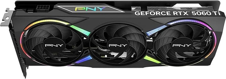 Kartë grafike PNY GeForce RTX 5060 Ti, 8GB DDR7, ARGB, OC, PCI-E 5.0, e zezë