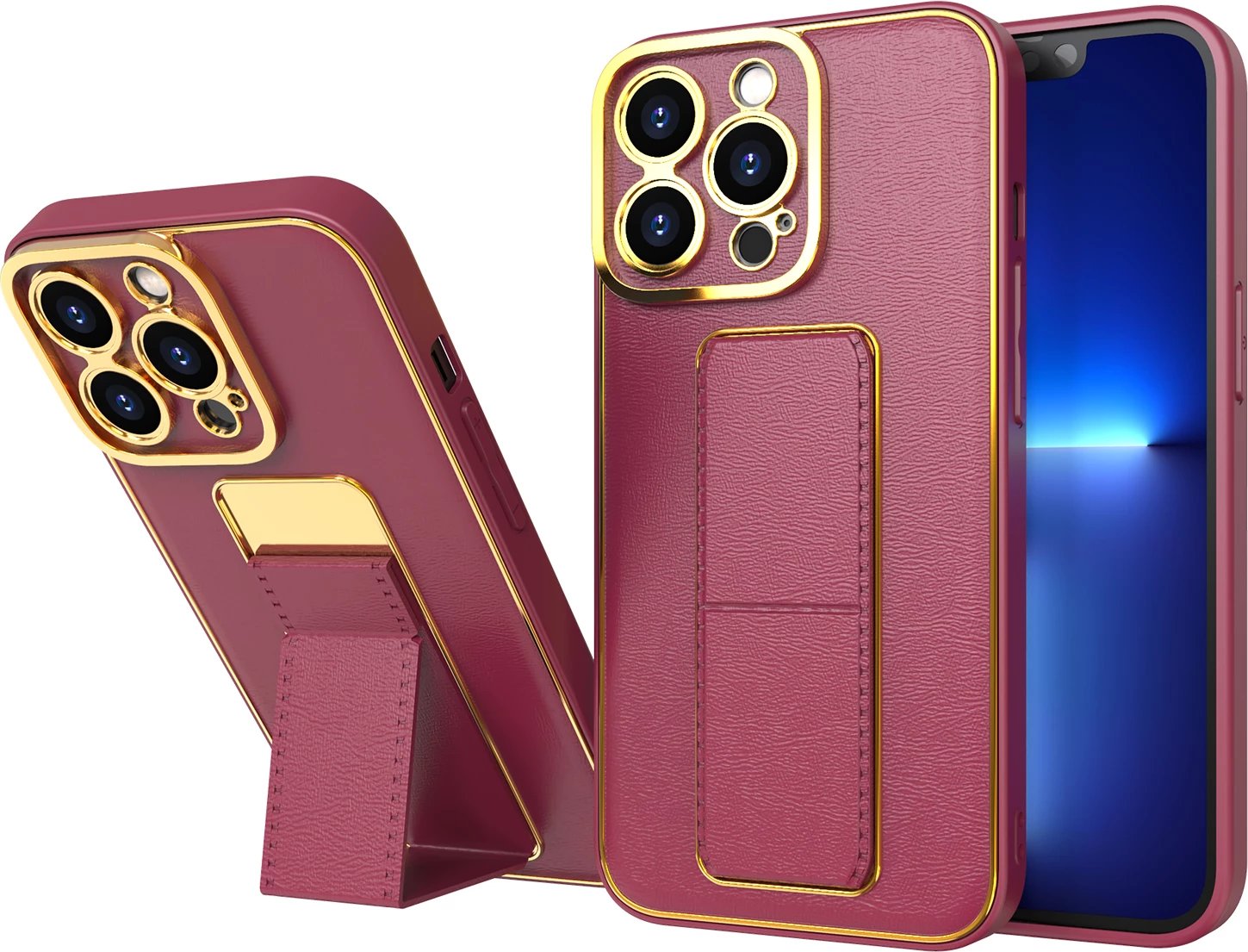 Mbështjellës Hurtel New Kickstand Case për iPhone 12 Pro, me mbajtëse, e kuqe