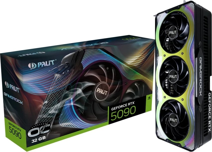 Kartë grafike Palit GeForce RTX 5090 GameRock OC, 32 GB GDDR7, 512-bit, 3 ventilatorë
