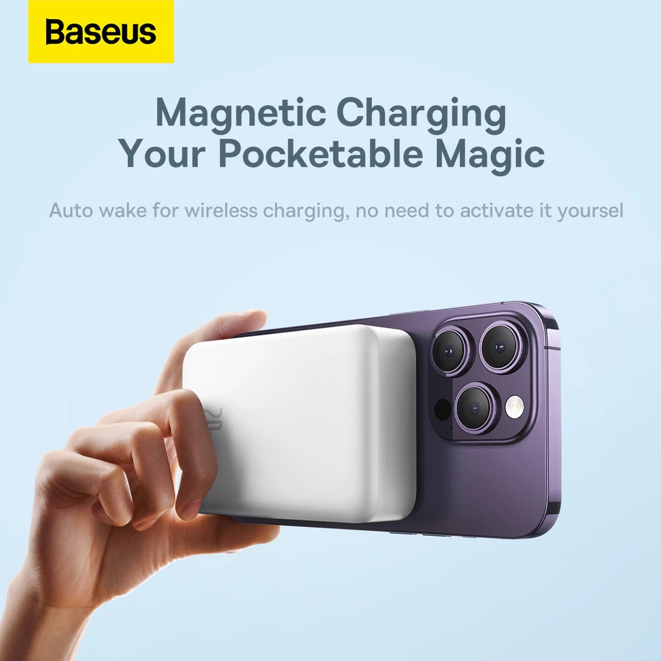Powerbank Baseus Magnetic Mini 20000 mAh, 20W, USB-C, i bardhë me kabllo USB-C/USB-C