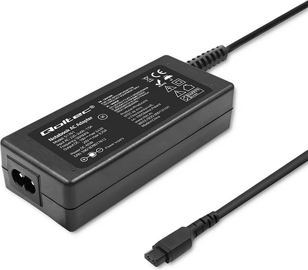 Kasë rryme Qoltec 51761 për Lenovo, 65W, 4 konektorë, me kabllo rryme, e zezë