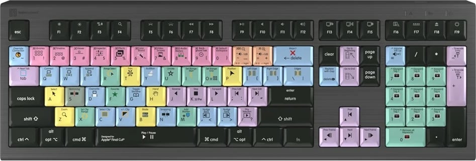 Tastierë LogicKeyboard Final Cut Pro X Astra 2 DE për Mac, me taste të ngjyrosura