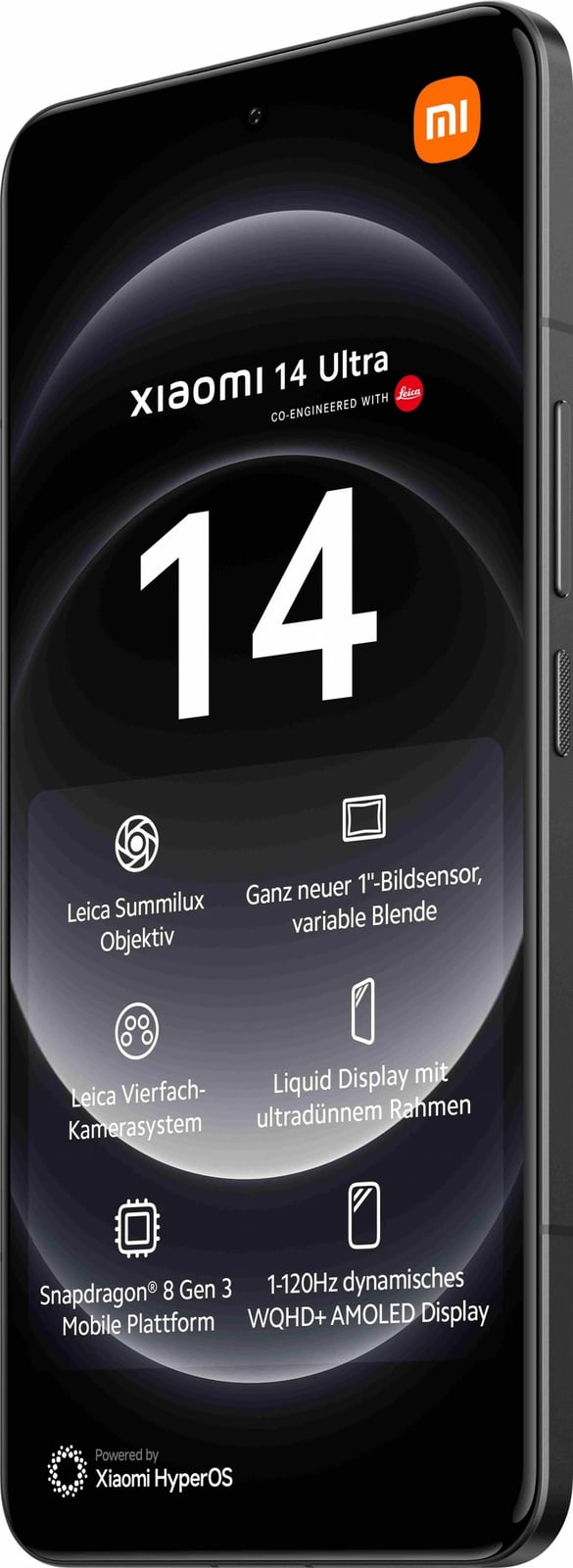 Celular Xiaomi 14 Ultra, 17.1 cm (6.73"), 3200 x 1440 pixels, 16 GB, 512 GB, 50 MP, Black