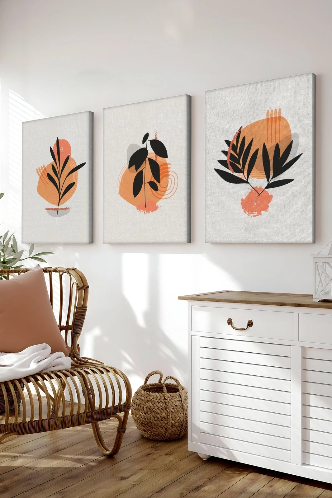 Set pikturash dekorative në kanavacë, shumëngjyrëshe, 3 pjesë, 40x60cm