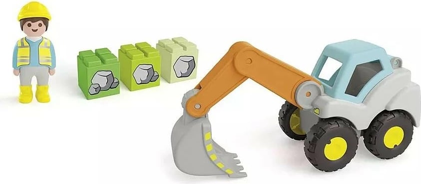 Set lodrash Playmobil Junior 71684 me ekskavator dhe figurë ndërtuesi, plastikë