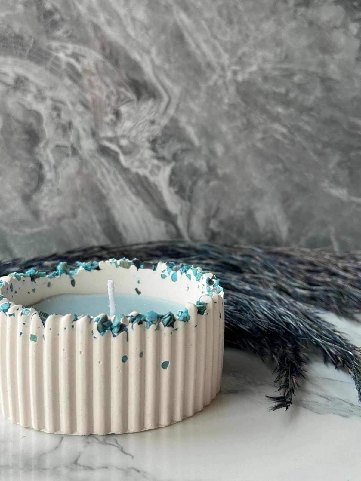 Qiri dekorativ Glamour, Evila Originals, blu dhe bardhë, 8x5x8cm