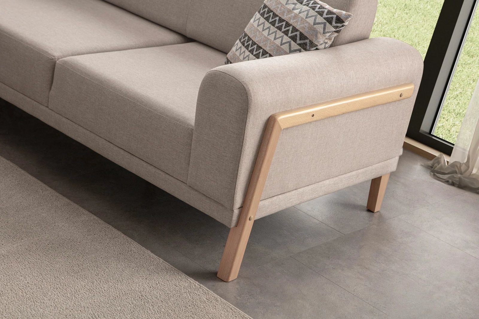 Kënd divani Atelier del Sofa, ngjyrë krem, Relax majtas