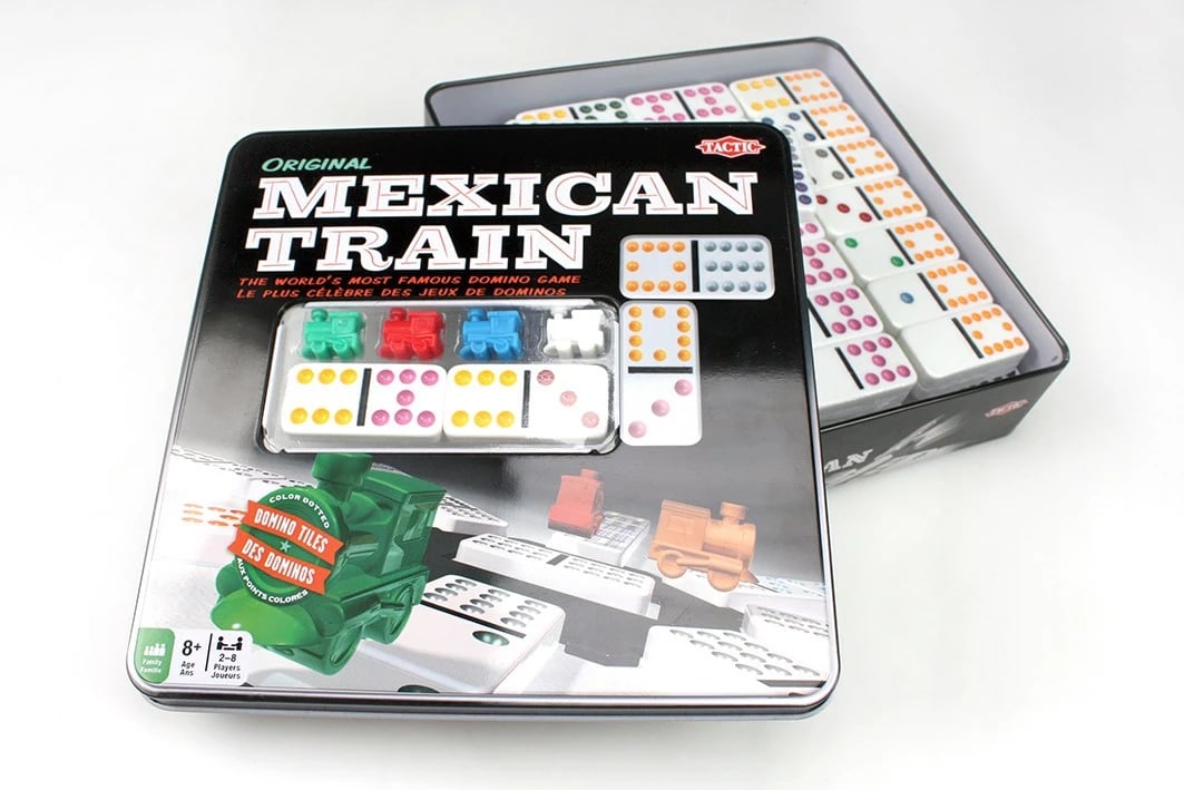 Lojë domino Tactic Mexican Train, në kuti metali