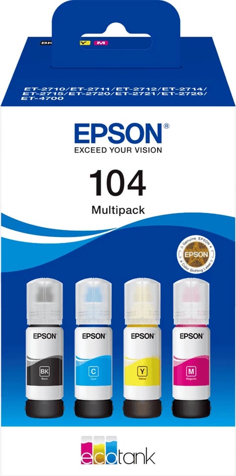Bojë printeri Epson 104 / C13T00P640 65 ml BK, C, M, Y Multipack