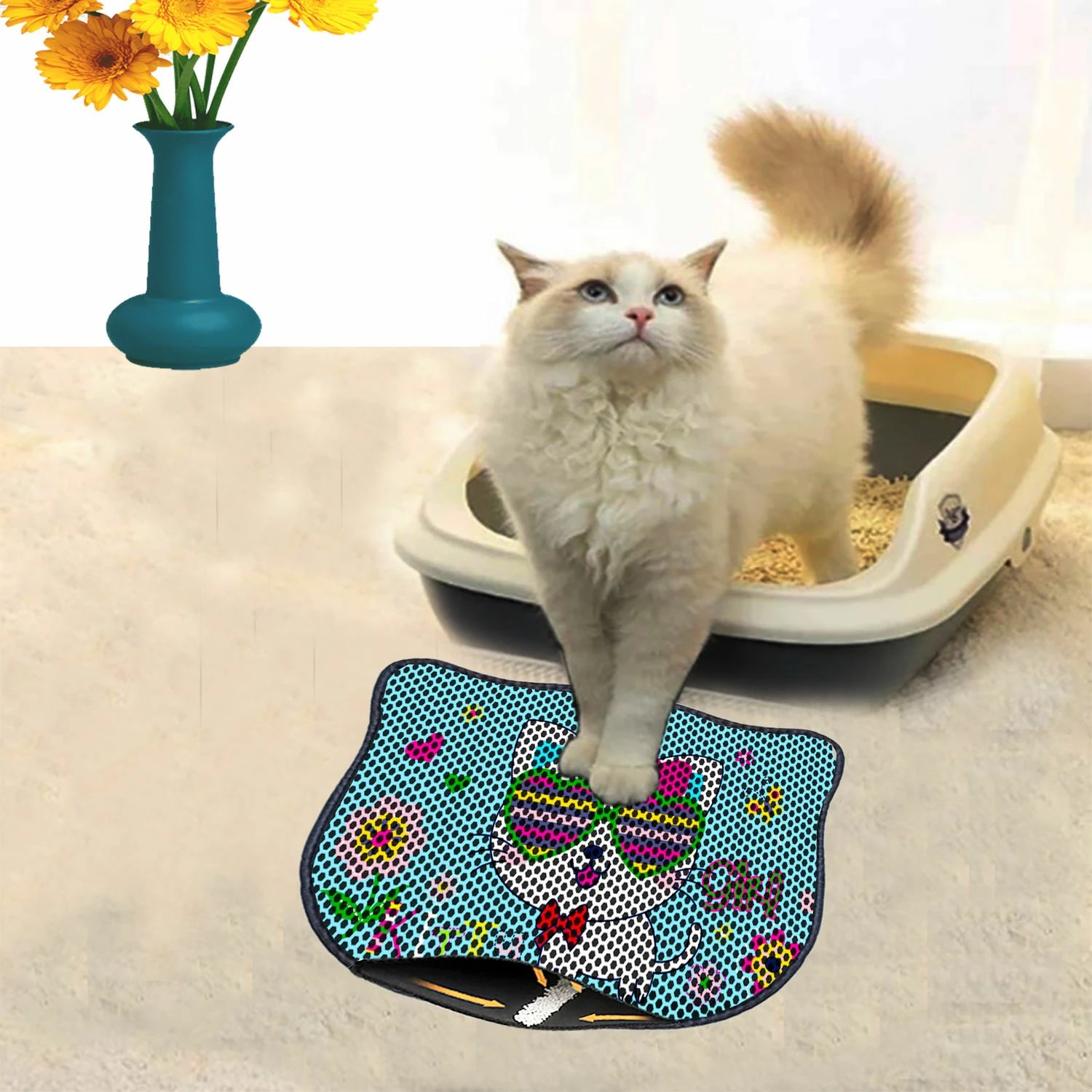 Tapet për rërë mace, shumëngjyrësh, Paws & Whiskers, Kdkafa0048, 40x50cm