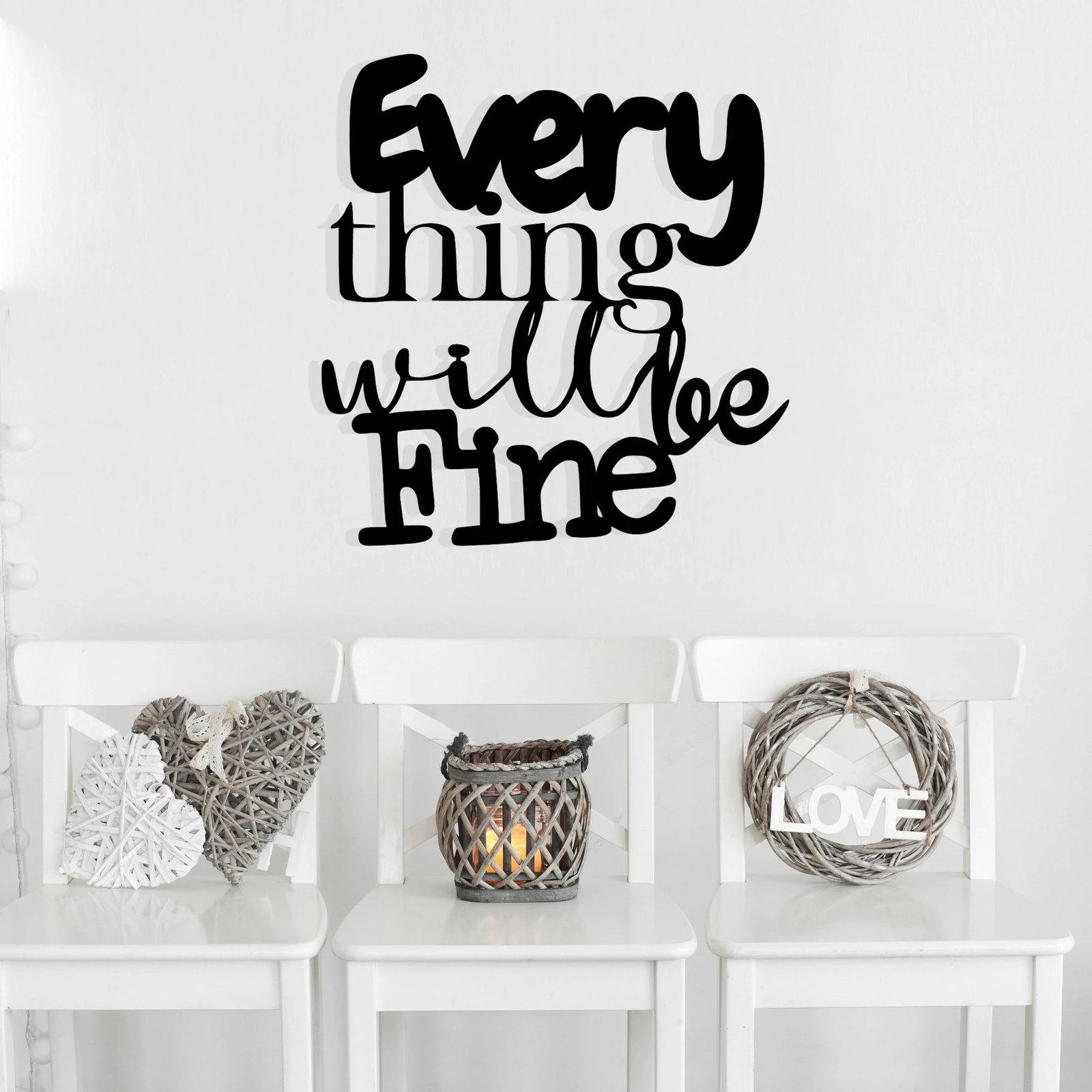 Aksesor dekorativ metalik për mur Wallity, Nueve, ngjyrë e zezë, 51x54cm