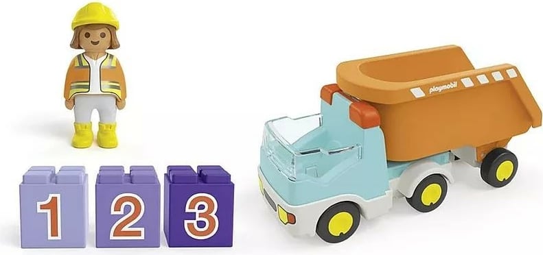Set lodrash Playmobil Junior 71685 me kamion dhe figurë ndërtuesi, 6 pjesë