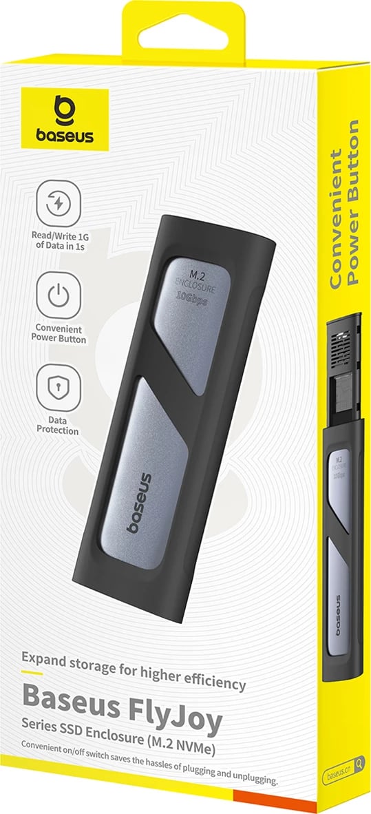Kasë Baseus FlyJoy për SSD M.2 NVMe, 10Gb/s, Gri
