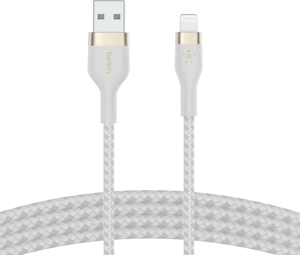 Kabllo Belkin CAA010BT1MWH, 1 m, USB A në USB C/Lightning, Bardhë