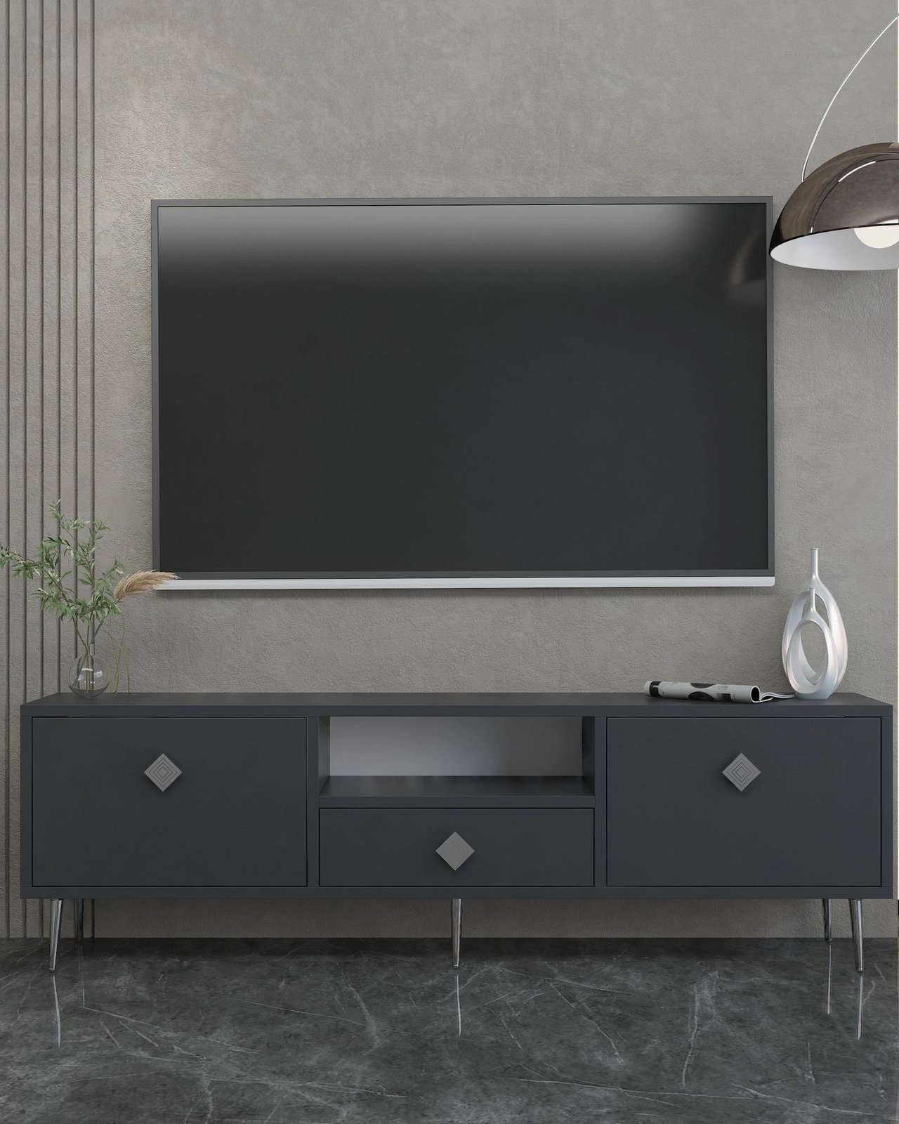 Komodë TV Skye Decor, anthracite, silver, 1308-DROP-1