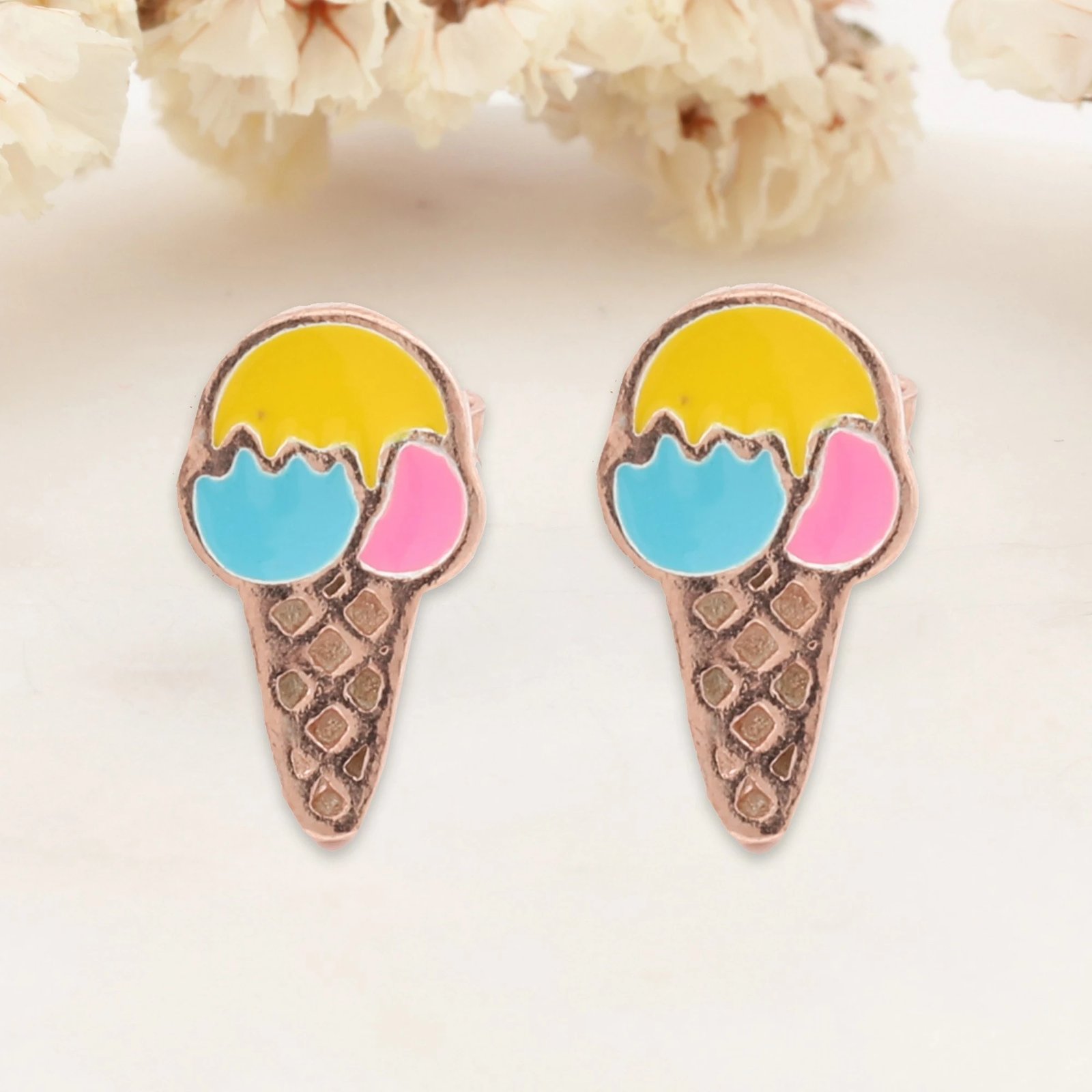 Vathë argjendi Jumeon, ngjyrë rozë e artë dhe tyrkiz, 10403ROS