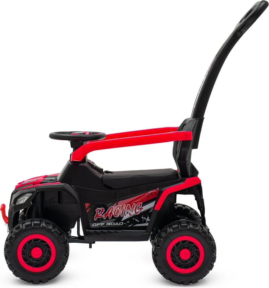 ride-on elektrik për fëmijë, Baby Mix Ruggy, motor 18W, bateri 6V, shufër shtytëse prindërore, deri 30 kg, e kuqe