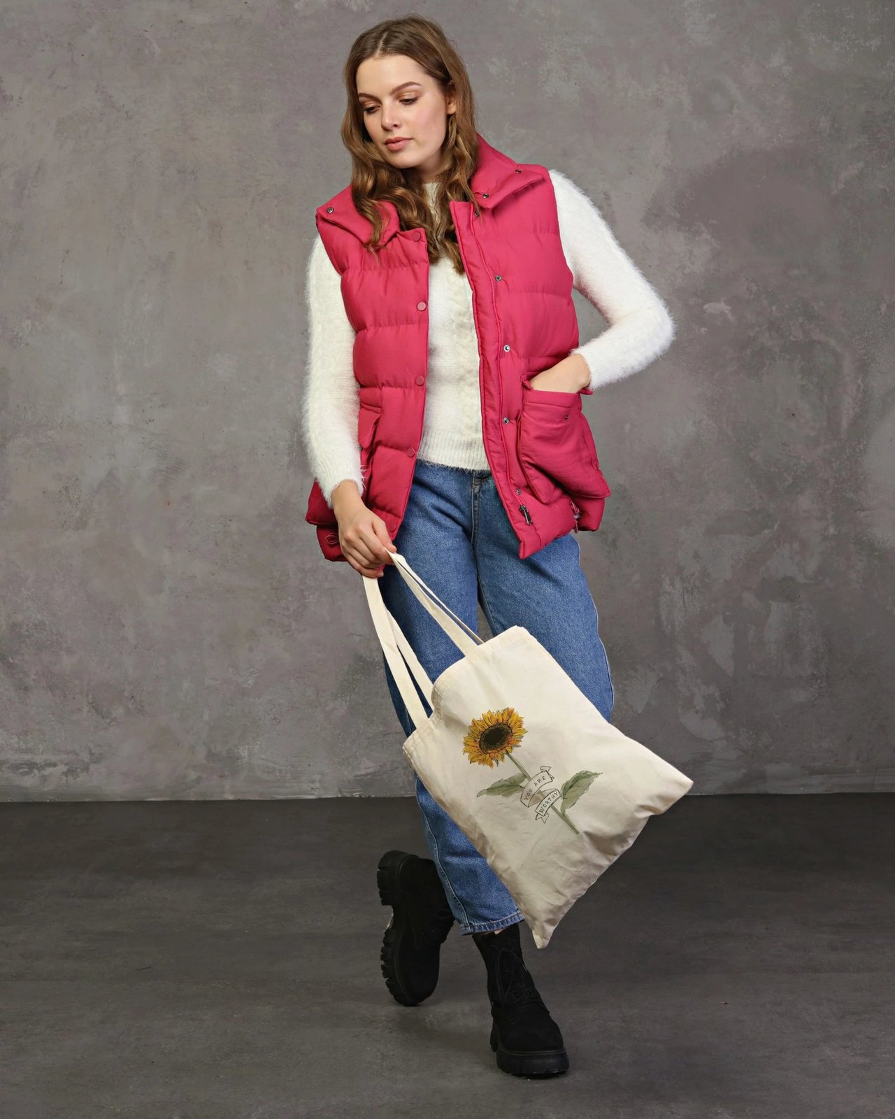 Çantë tote Zoozie Bags, krem, 35x40cm, 0482