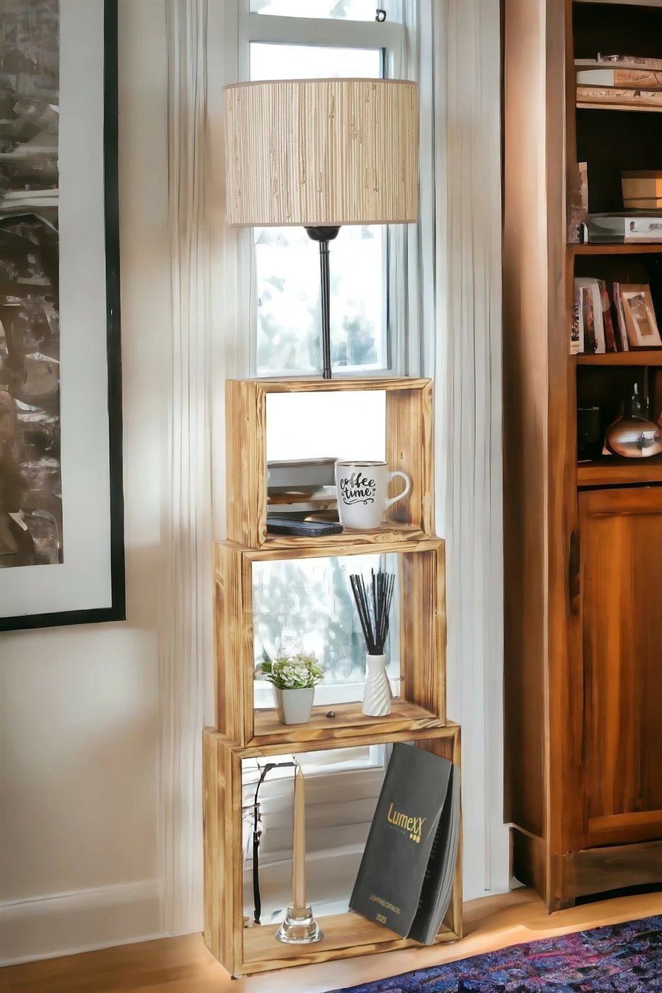 Llambë dyshemeje Opviq, 8835-1, krem, dru, e zezë