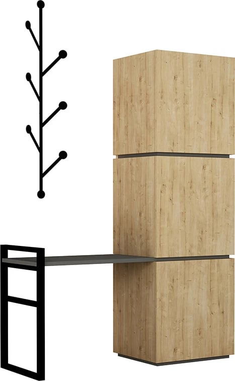 Stendë për korridor Mello, ngjyrë lisi - antracit, 109x39x149cm