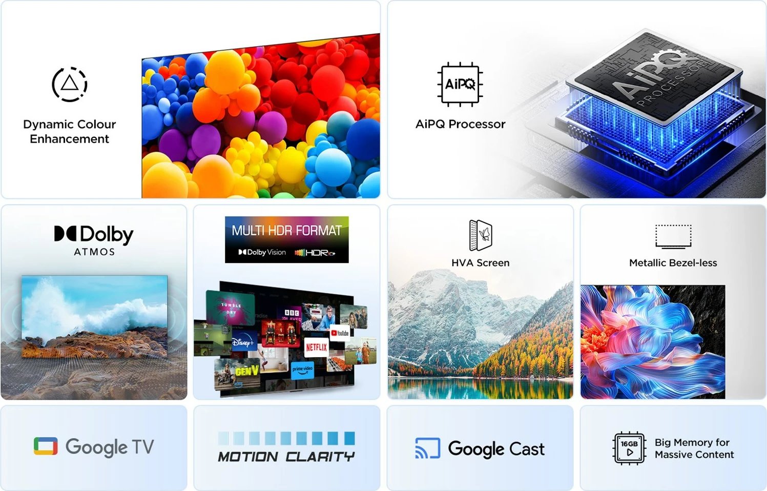 TV Smart TCL 43V6C, 43 inç, 4K Ultra HD, Wi-Fi, Metallic