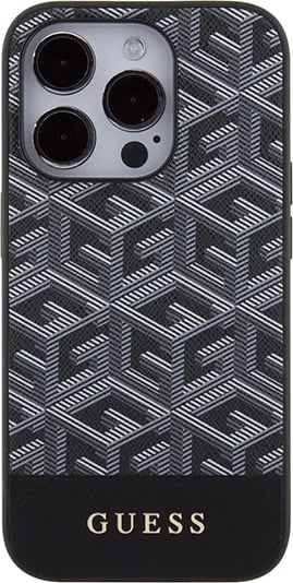 Mbështjellës Guess G Cube Stripes MagSafe për iPhone 15 Pro, i zi