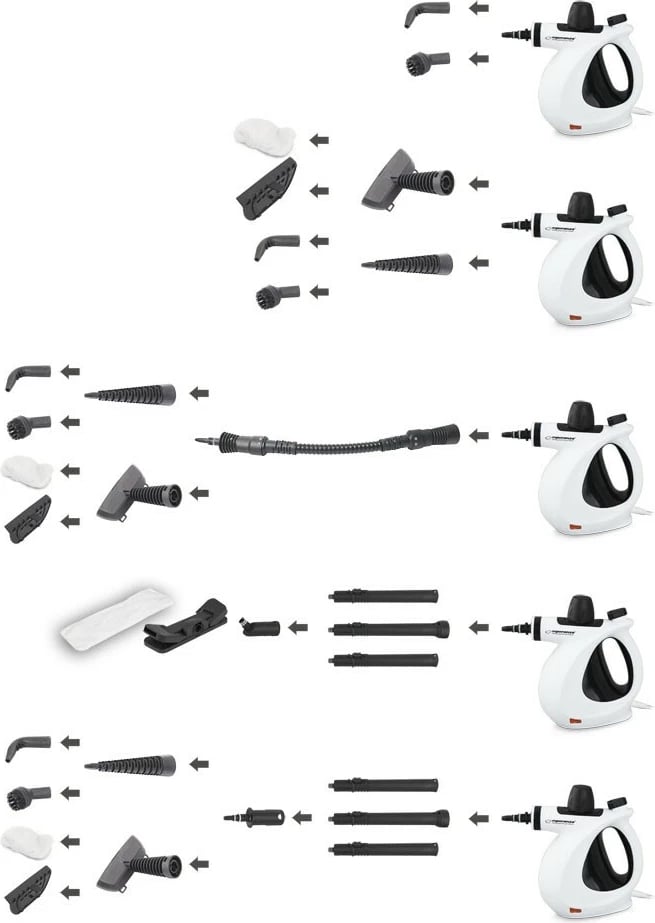 Pastrues me avull Esperanza Asalto, 350 ml, 1050 W, Bardhë/Zi, me 16 aksesorë