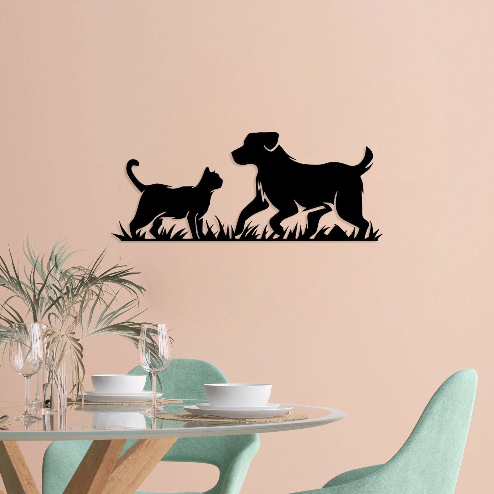 Aksesor dekorativ muri prej metali, Wallity, Best Friends, ngjyrë e zezë, 27x70cm