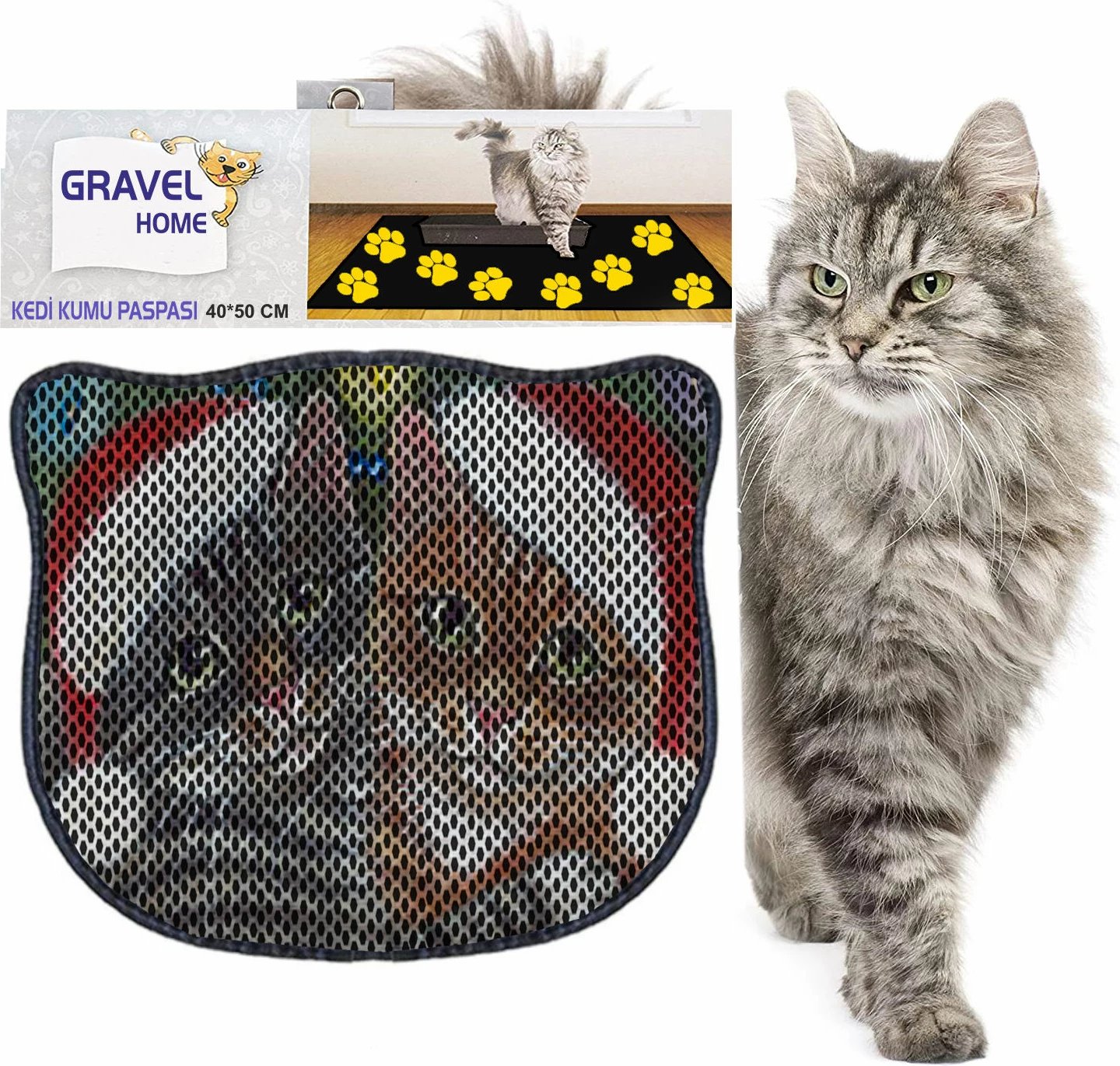 Tapet për rërë mace, shumëngjyrësh, Paws & Whiskers, Kdkafa0165, 40x50cm