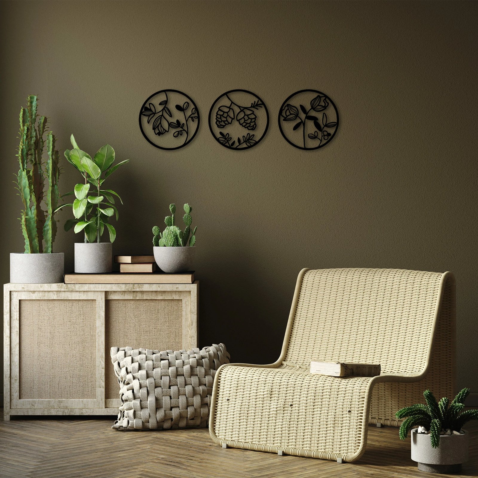 Aksesore dekorativ metalik për mur, lule, Wallity, 30cm