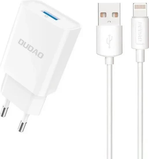 Karikues Dudao A4EU me USB-A dhe kabllo Lightning, bardhë