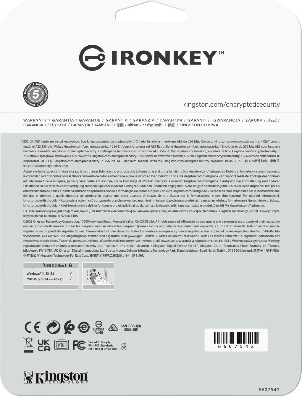 USB Kingston IronKey Vault Privacy 50 512GB, USB 3.2, zi/blu