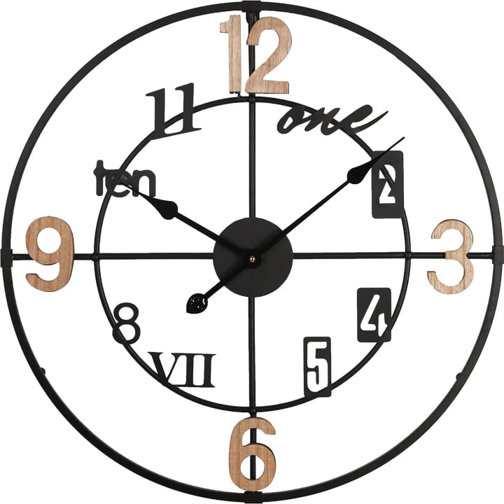 Orë muri Plusser Inart metalike, ngjyrë e zezë, 60x2.5x60cm