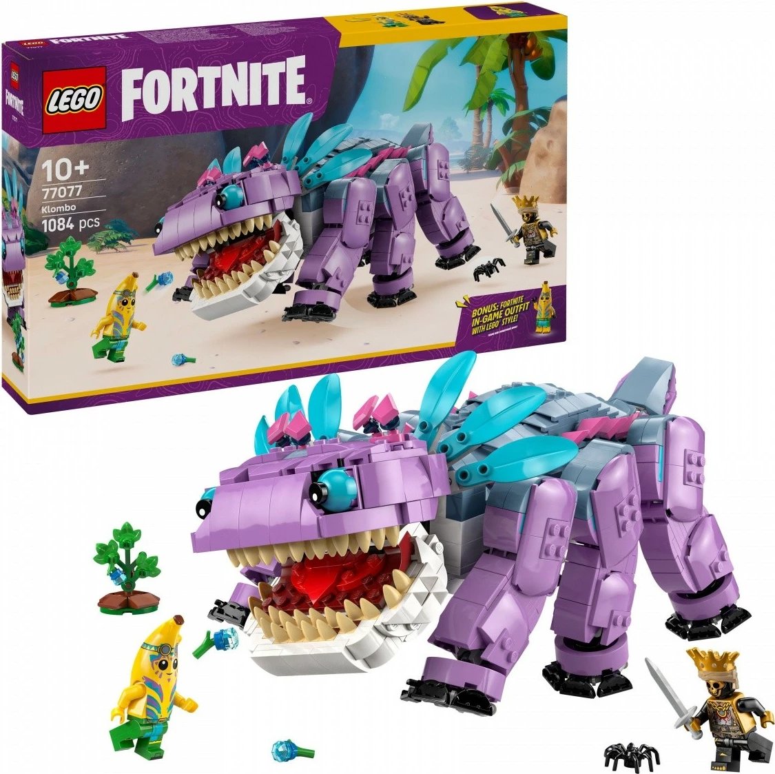 Set ndërtimi LEGO Fortnite Klombo 77077, 1084 pjesë, për fëmijë 10+, vjollcë