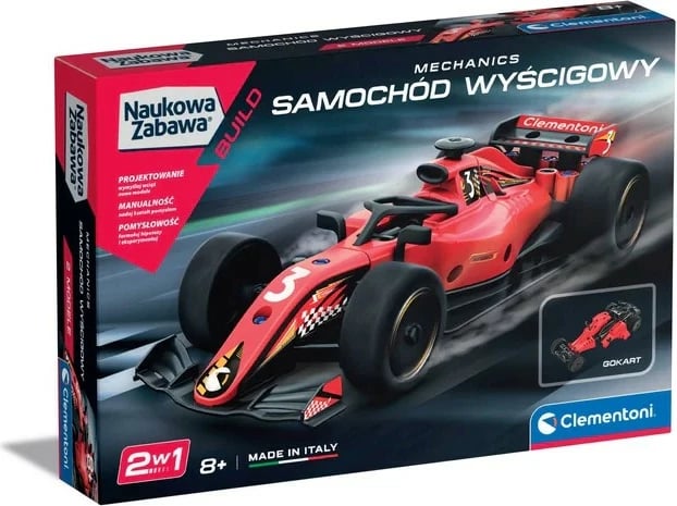 Set ndërtimi Clementoni Laboratory of Mechanics Race Car, 2 modele, plastikë, për fëmijë, i kuq