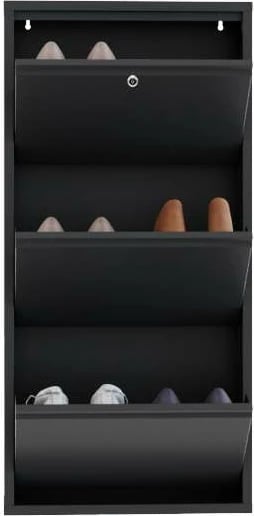 Dollap këpucësh metalik, 3 pjesë, ngjyrë antracit, Skye Decor