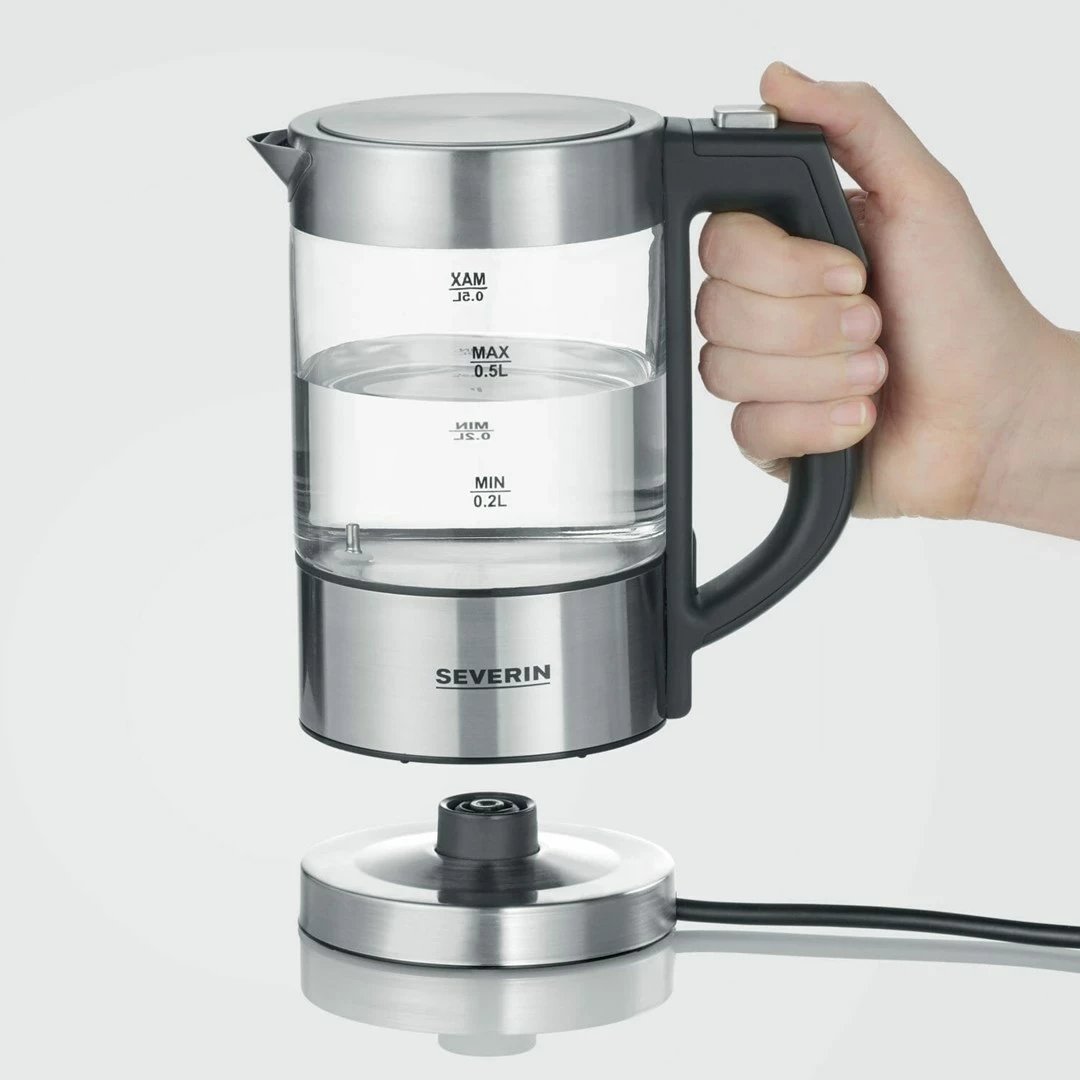Ibrik elektrik Severin WK 3458, 0.5L, 1100W, i zi/transparente