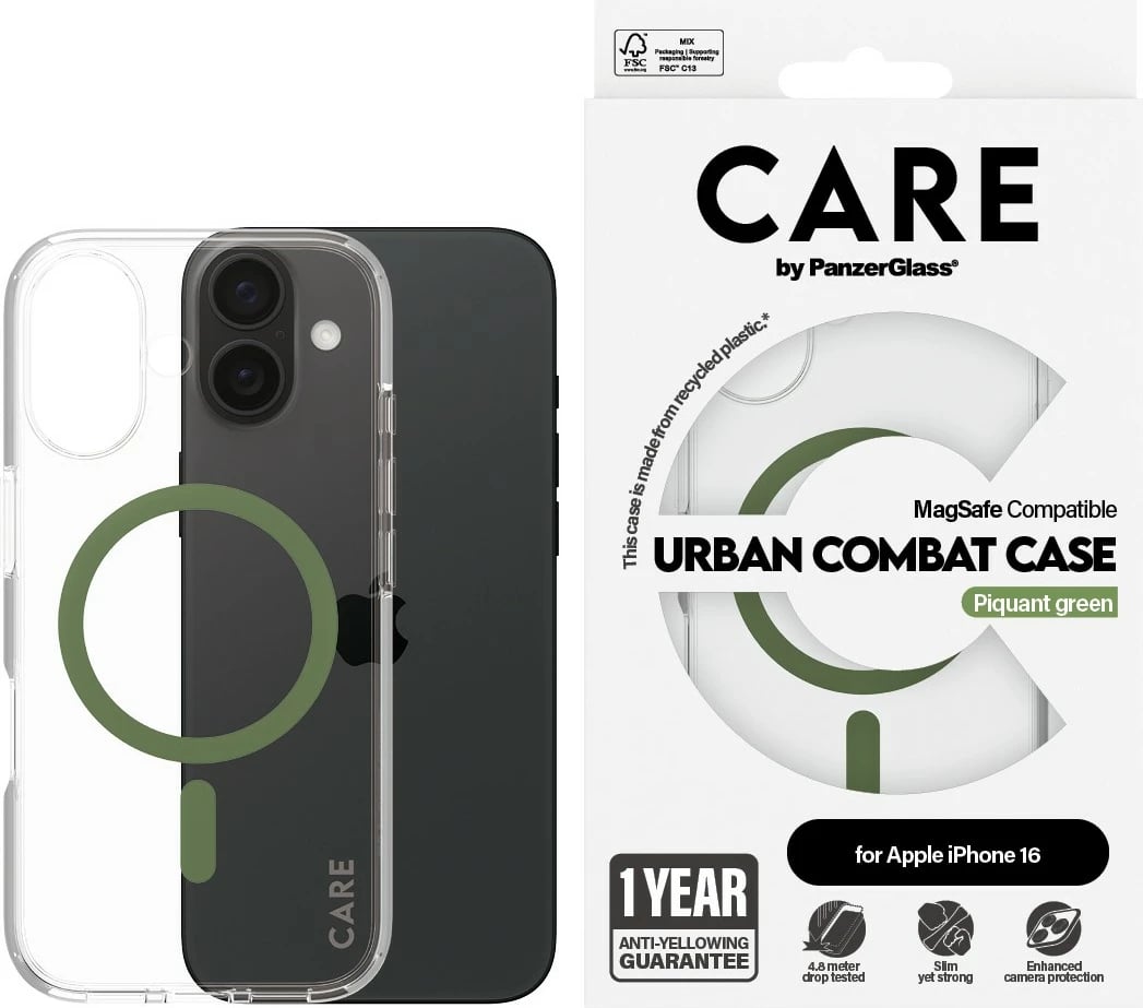 Mbështjellës PanzerGlass CARE Case Flagship MagSAFE për iPhone 16, transparent