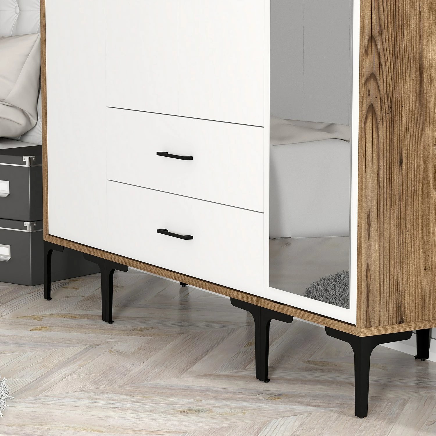 Dollap Skye Decor, ngjyrë arre dhe e bardhë, Kumsal STR