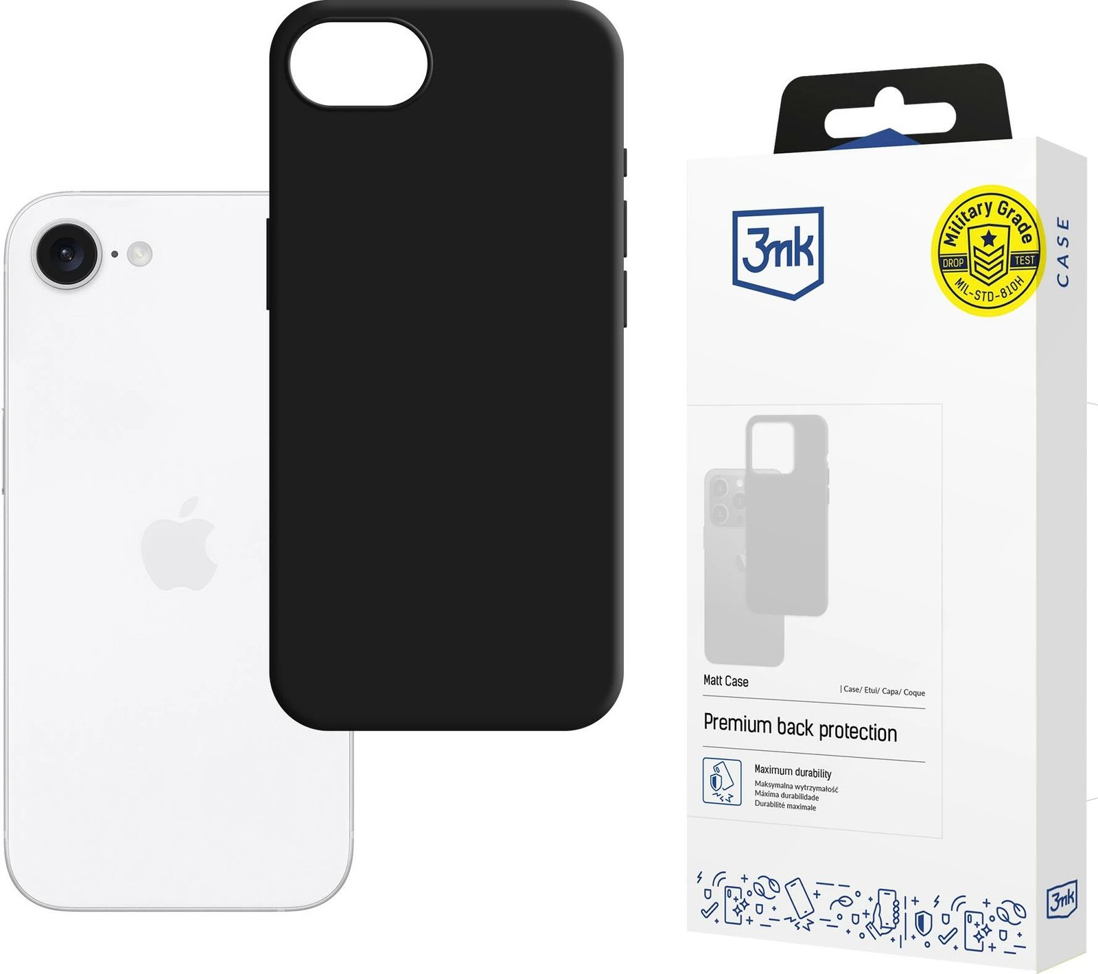 Mbështjellës 3mk Matt Case për Apple iPhone 16e / SE 4, Zi