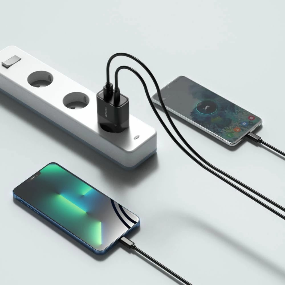 Karikues prizës Tech-Protect C30W, 30W, 2 porta USB-C & USB-A, i zi