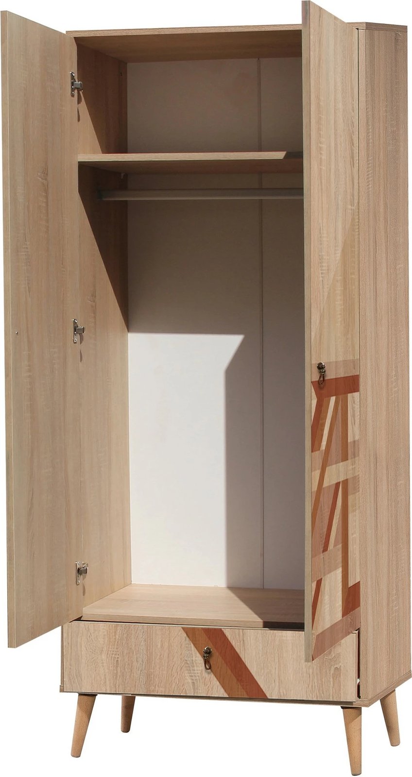 Dollap Hanah Home, City GardropFlow, shumëngjyrësh, me këmbë druri, 80x190x45cm