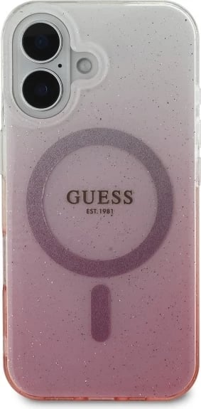 Mbështjellës Guess Glitter Gradient MagSafe për iPhone 16 Plus, Rozë Mbështjellës Guess Glitter Gradient MagSafe për iPhone 16 Plus, Rozë