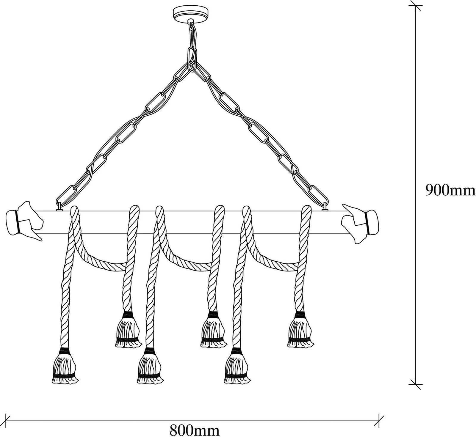 Llambë tavani prej druri, Erebos - 113-AV, ngjyrë e zezë dhe dru