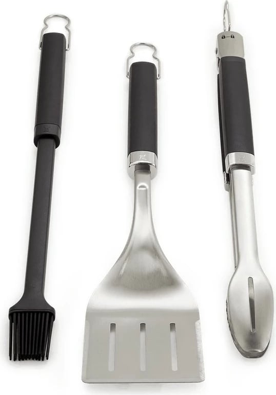 Set aksesorë BBQ Weber 6764, çelik inox, spatulë, pincë, pirun, e zezë Set aksesorë BBQ Weber 6764, çelik inox, spatulë, pincë, pirun, e zezë