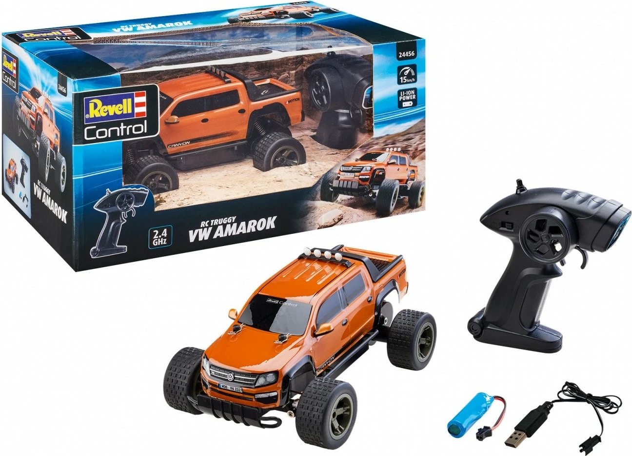 Veture me telekomandë Revell RC VW Amarok, 1:18, Portokalli e zezë