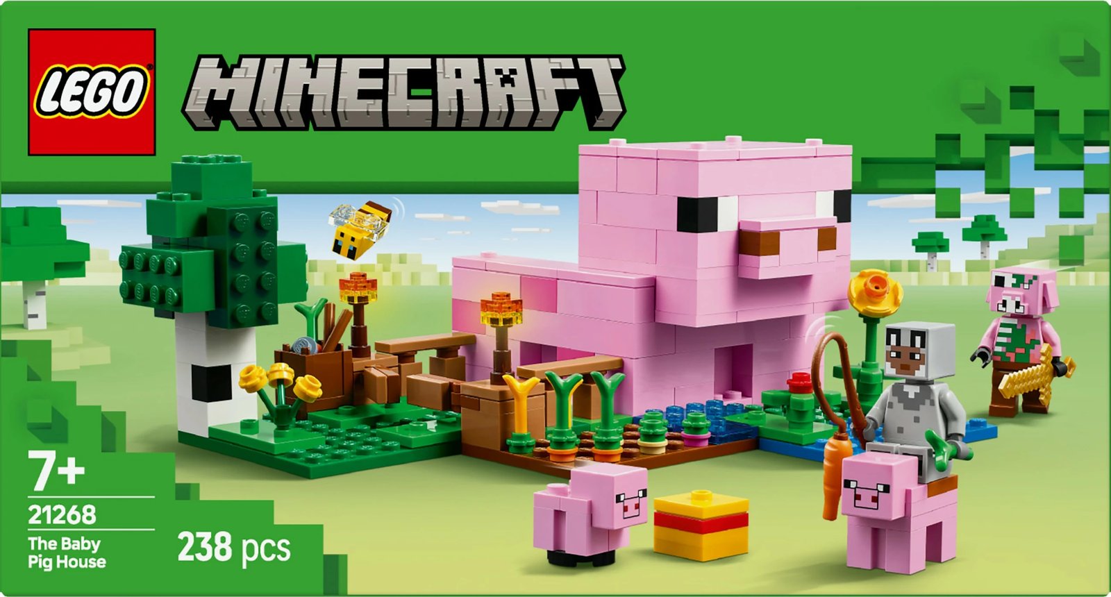 Set ndërtimi LEGO Minecraft 21268 Das Babyschwein-Haus 238 pjesë, multikolor