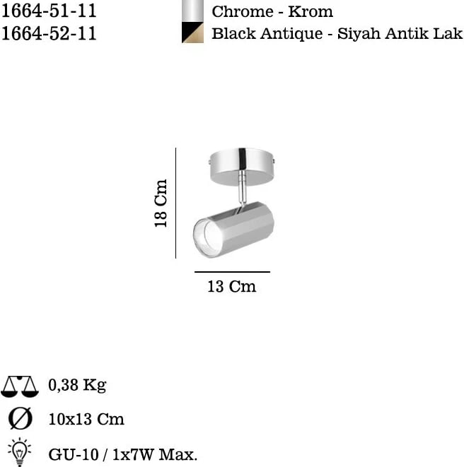 Llambë tavani Opviq, krom, Oktano - 51-11